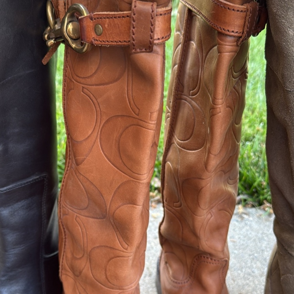 Brown Leather Embossed Boots